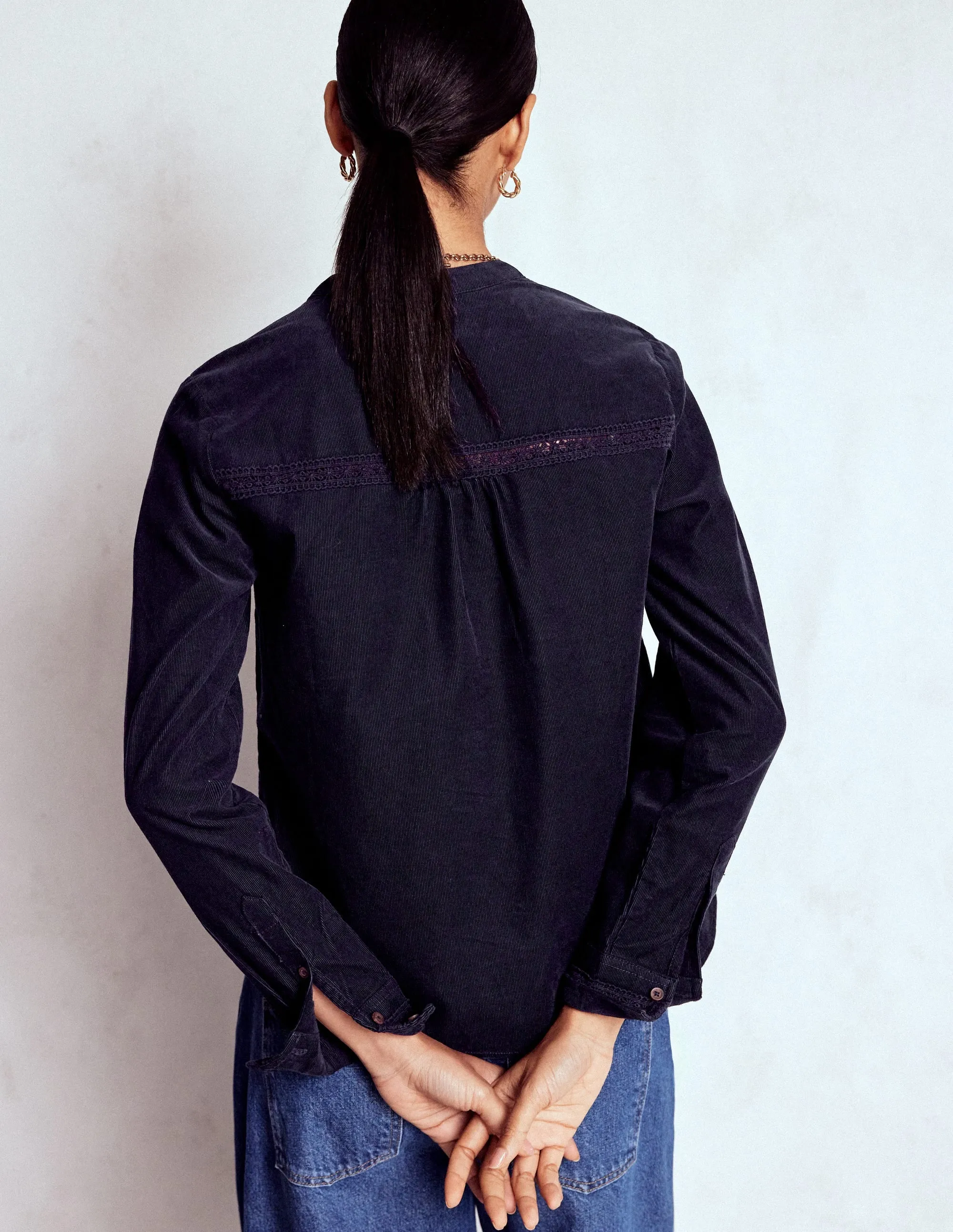 Indoor Comfort Versatile Wear Victoria Cord Shirt-Navy