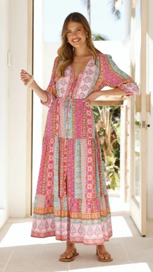 Semi Sheer Feminine Energy Tessa Maxi Dress - Cedella Print