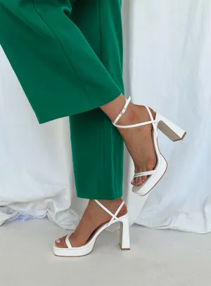 Tessie Ankle Strap Heels Matte White Fashion Booties