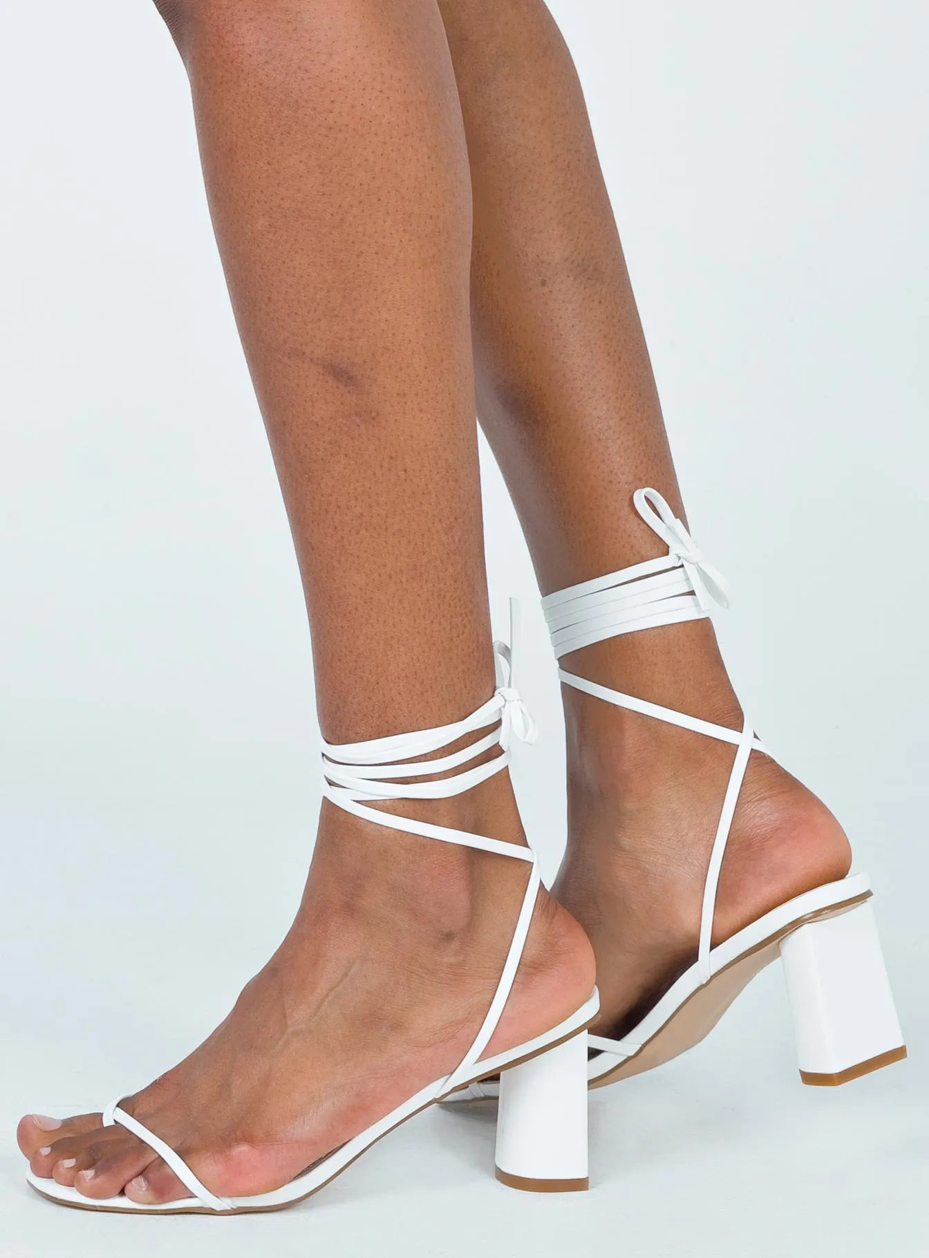 The Lena Heels White Adjustable Heel Sandals Laser cut