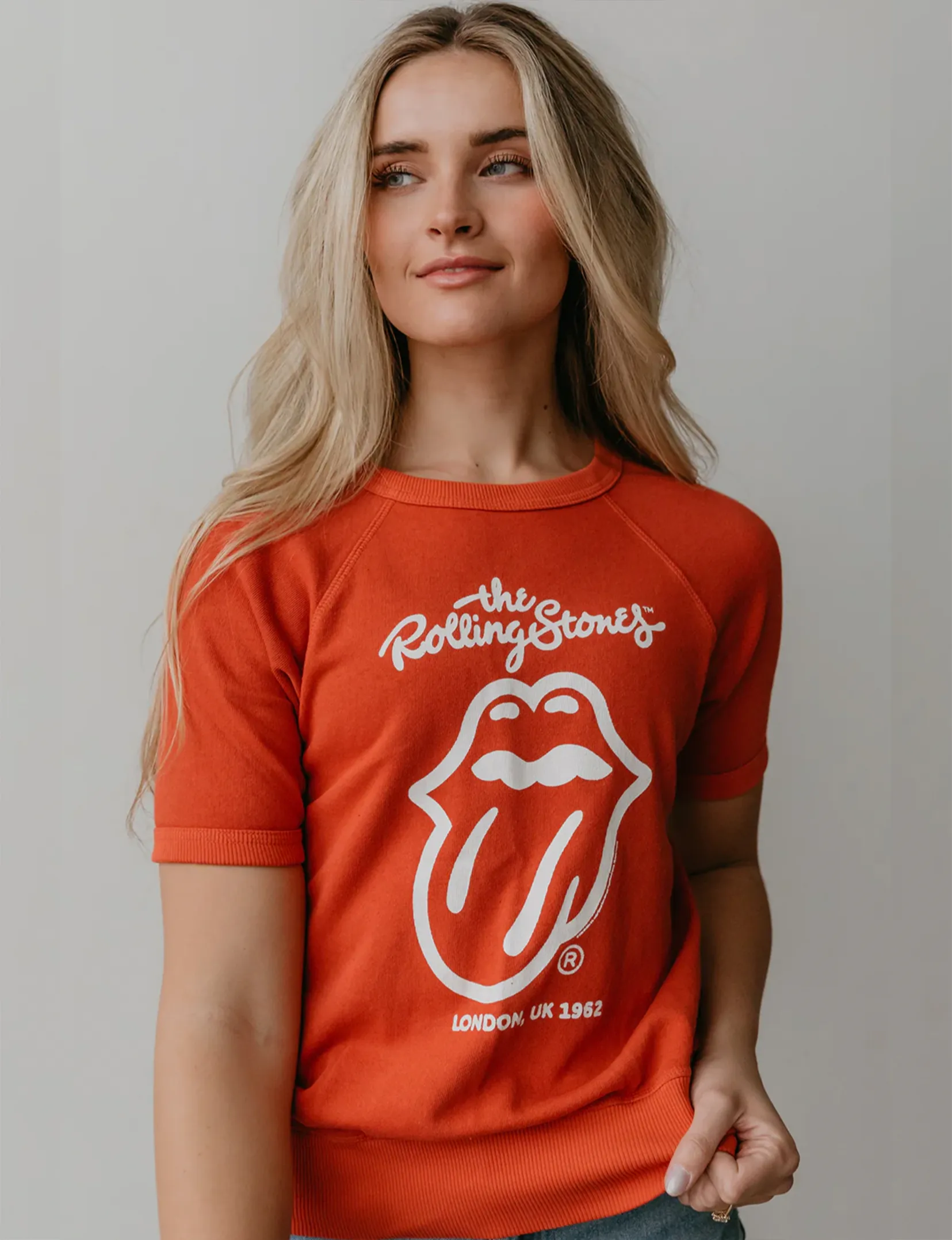 product shiny accents appeal The Rolling Stones London Raglan Tee, Red