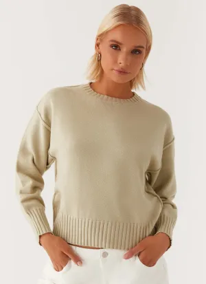 Thelma Oversized Knit Sweater - Pastel Green Hypoallergenic Fiber Filling Compression Fit Technology
