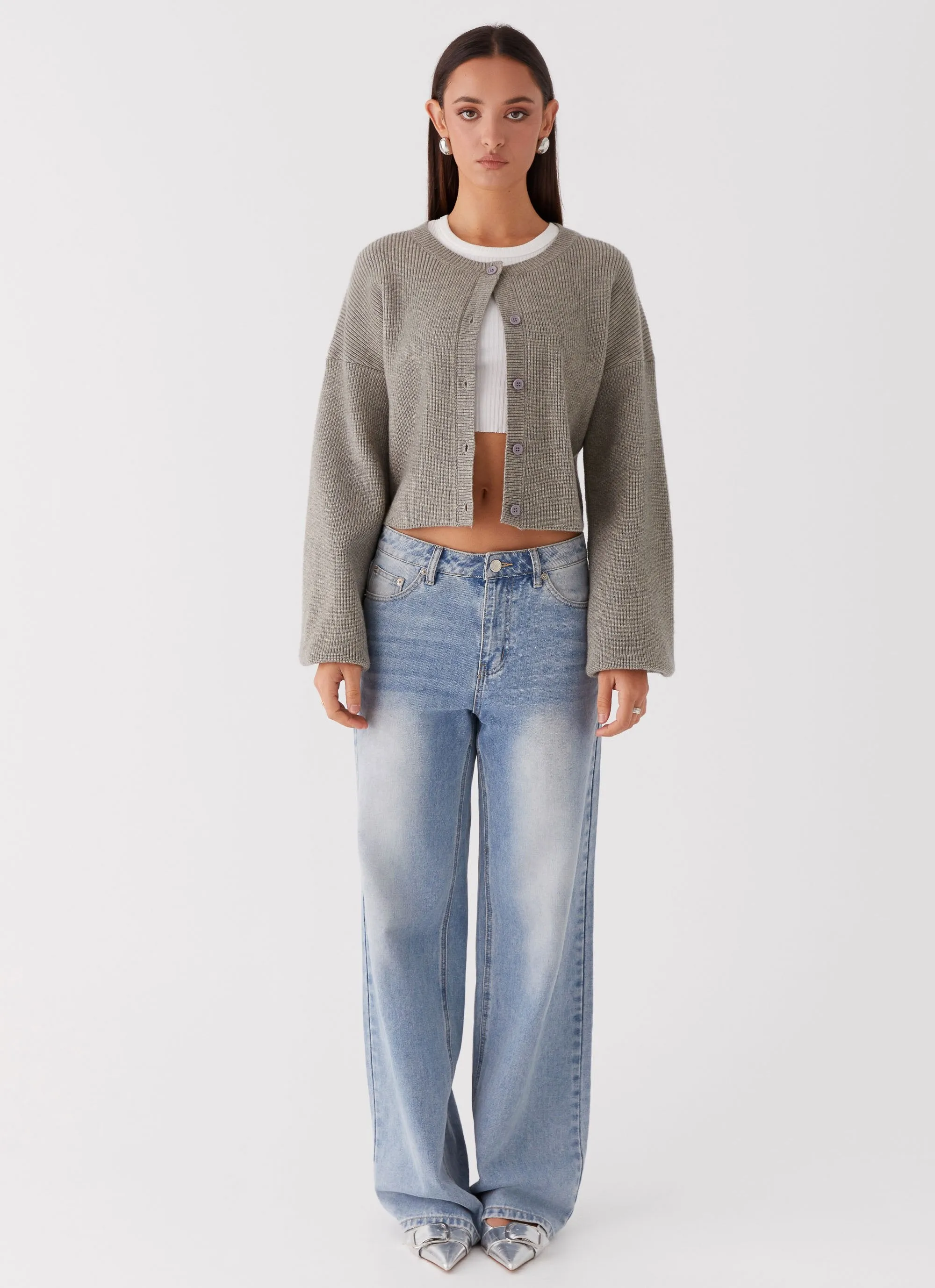 Odor Resistant Tech Daphne Knit Cardigan - Light Grey