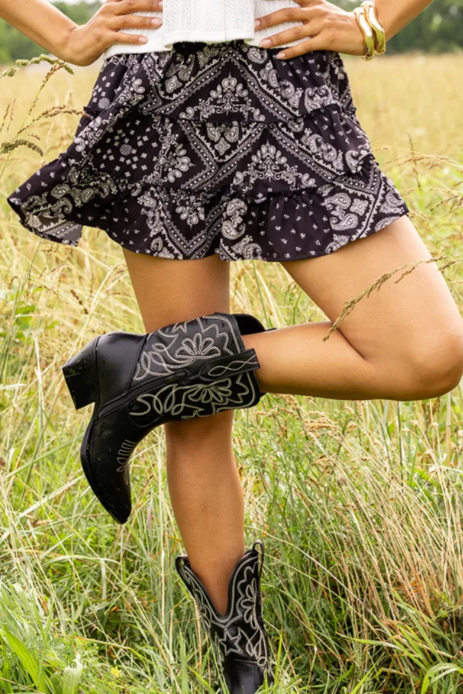 Through the Garden Black Bandana Print Skort Trend Ready