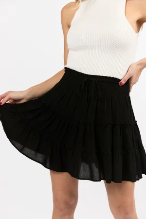 Relaxed Mood Through The Garden Black Longer Length Solid Mini Skort SALE