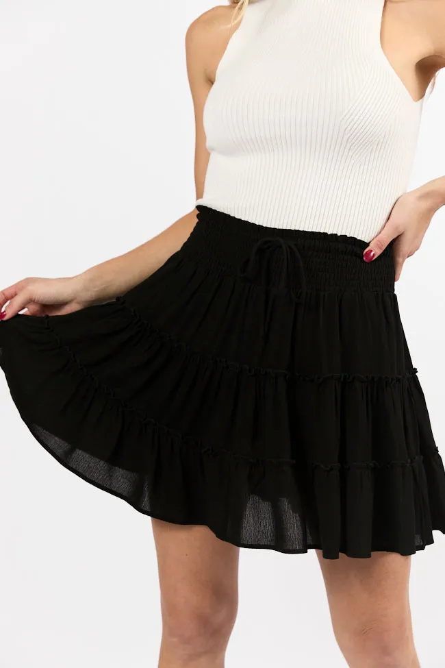 Relaxed Mood Through The Garden Black Longer Length Solid Mini Skort SALE