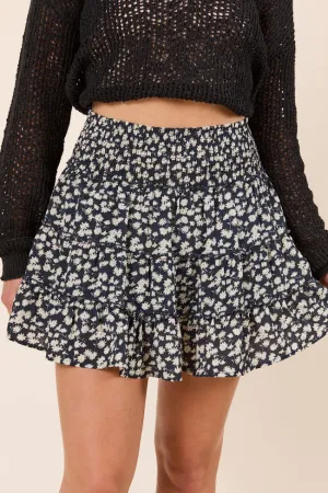 Through the Garden Black White Floral Skort Bamboo Fiber Soft Styling