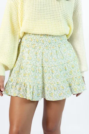 Urban Pulse Through The Garden Ivory and Yellow Mini Skort SALE