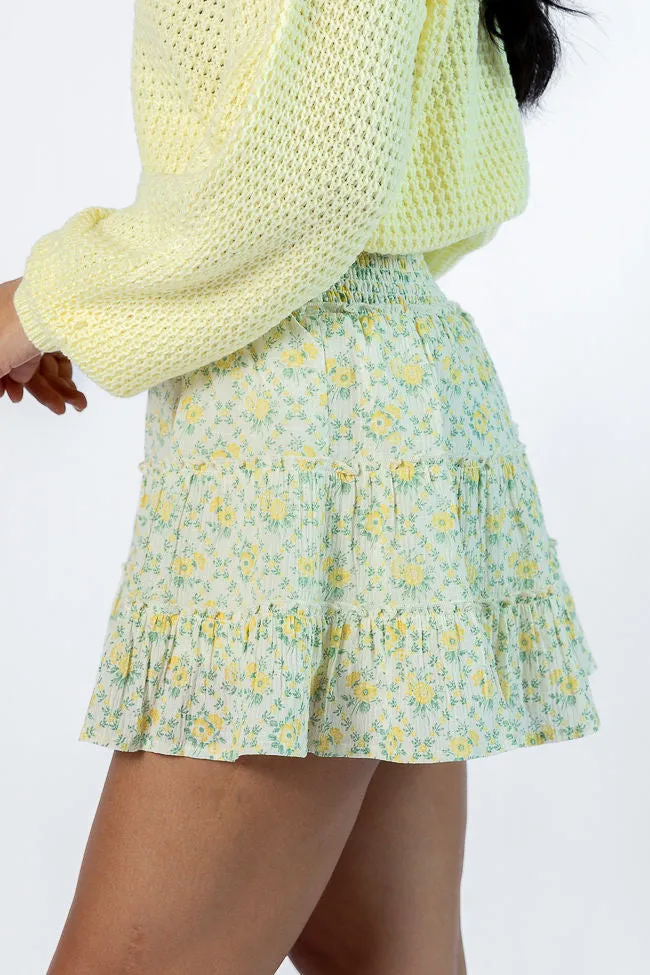 Through The Garden Ivory and Yellow Mini Skort SALE Feminine Charm