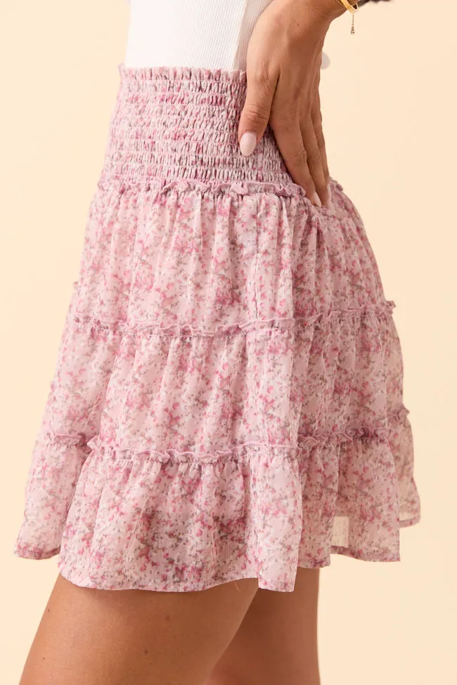 Outfit Details Through the Garden Light Pink Flower Print Skort