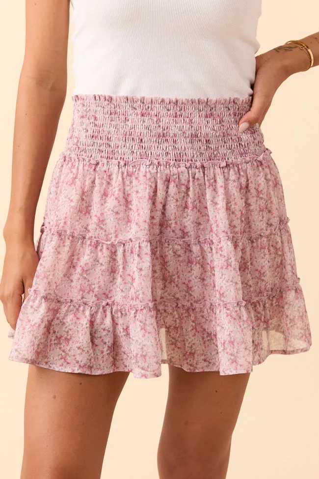 Through the Garden Light Pink Flower Print Skort Secure Closure