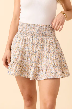 Cultural Event Through the Garden Yellow Floral Print Skort