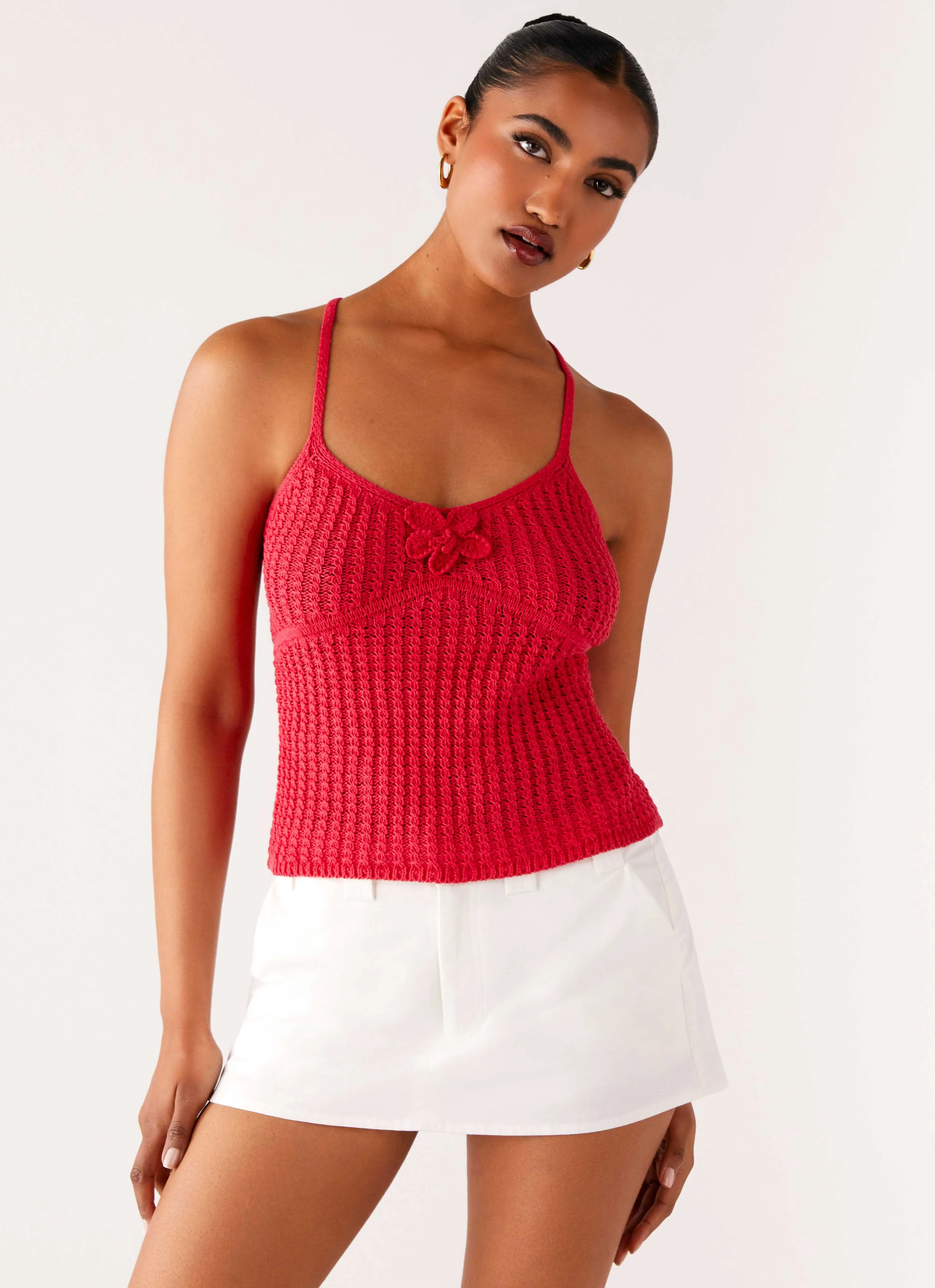 Clean Cut Tiare Crochet Top - Fuchsia