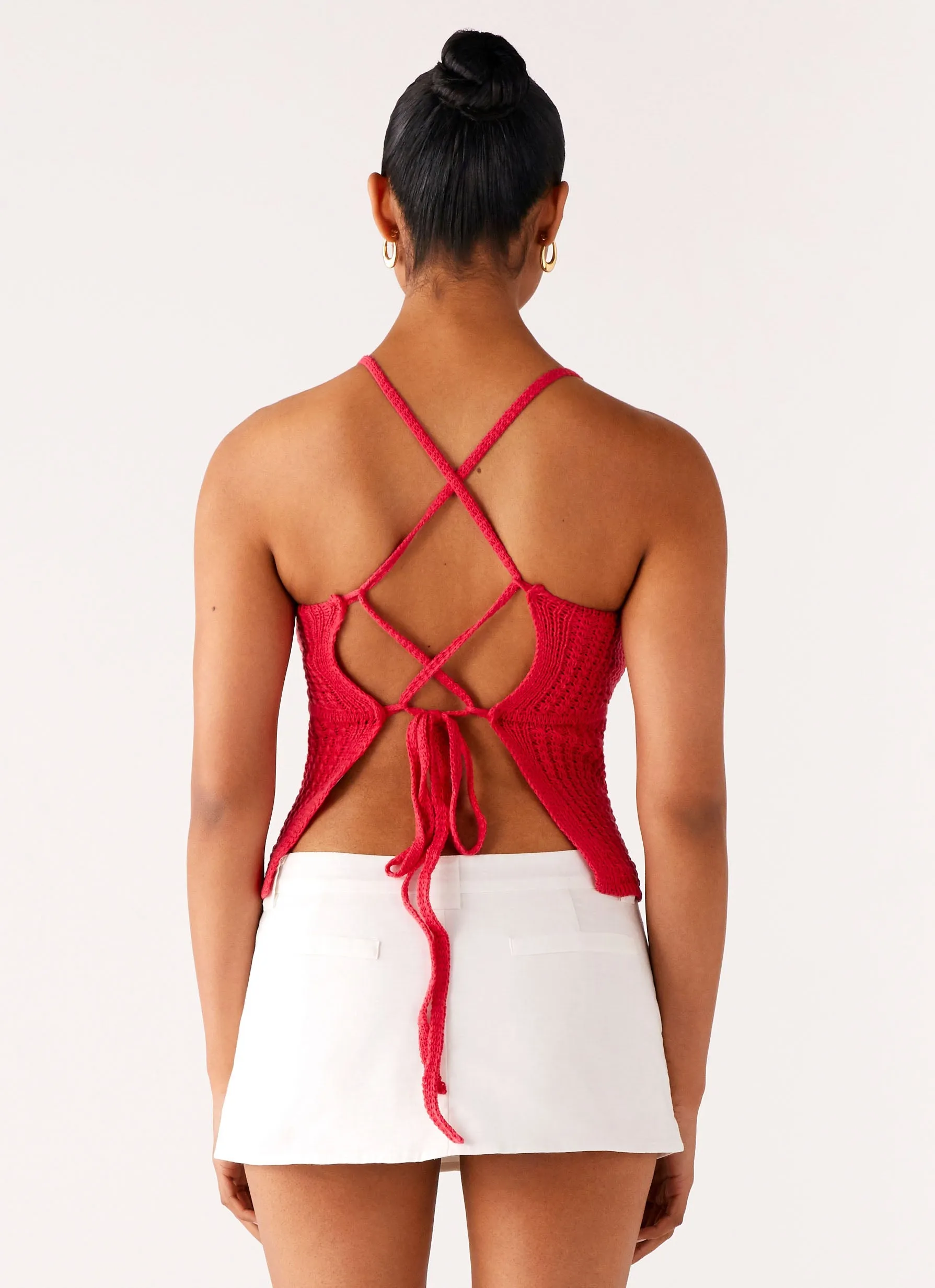 Subtle Detail Tiare Crochet Top - Fuchsia