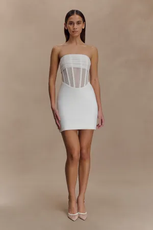 Palmer Mesh Corset Mini Dress - Ivory Color-Blocked Dress for brunch