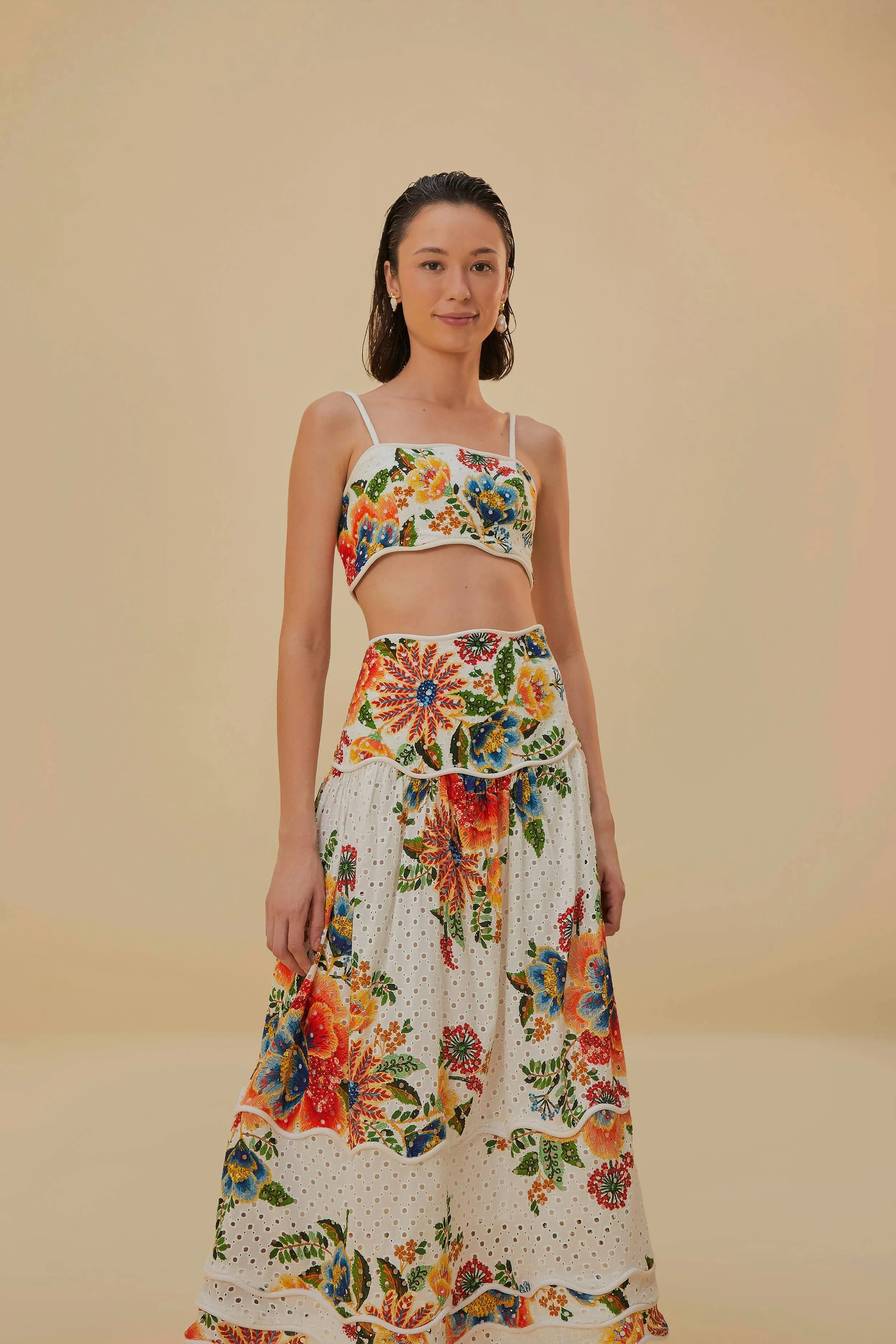 Off-White Delicate Garden Midi Skirt Beach Day Structured silhouette
