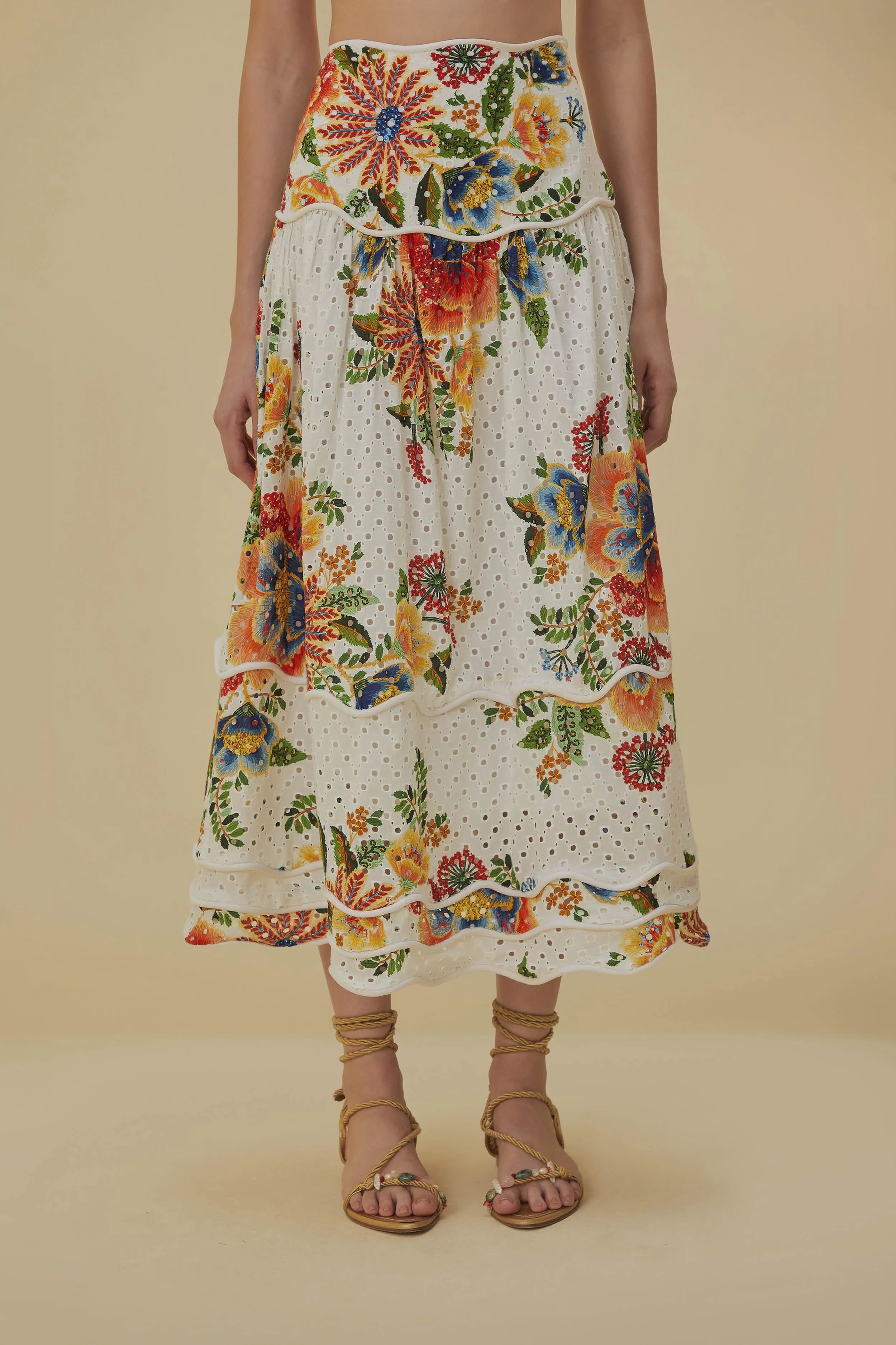 Off-White Delicate Garden Midi Skirt Contemporary Brand
