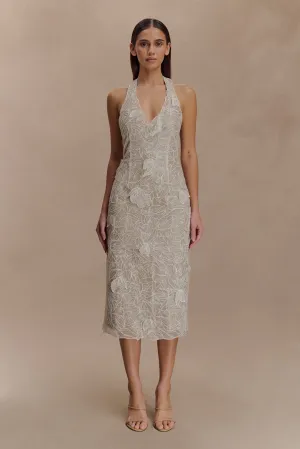 Lenore Silk Lace Halter Midi Dress - Ivory All Timewear