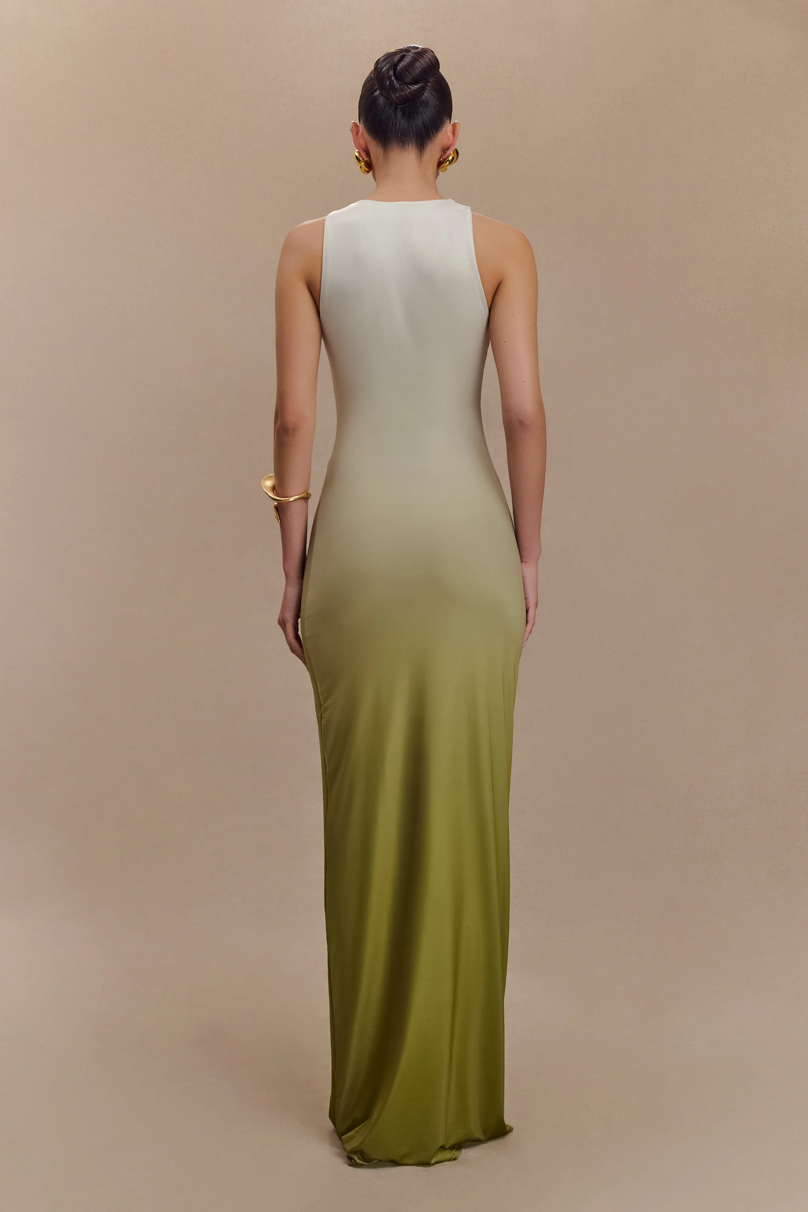 All-Day Wear Stella Draped Slinky Maxi Dress - Ombre Vintage Olive