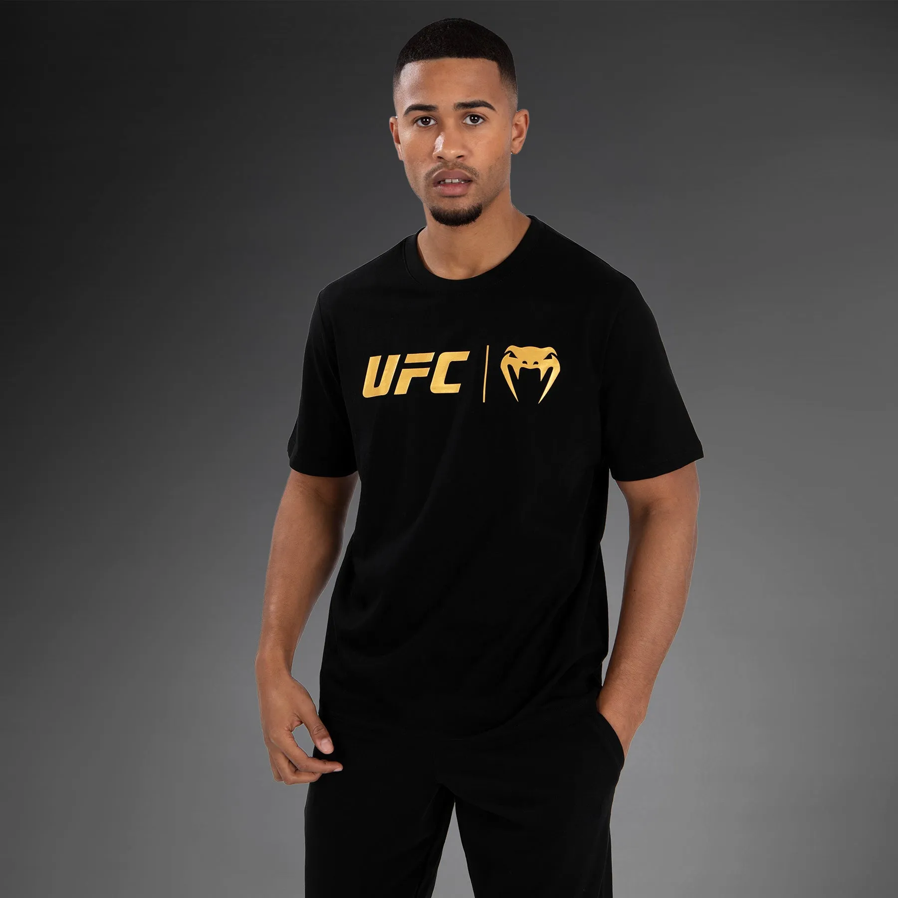 UFC Venum Classic  T-Shirt - Black/Gold AllWeatherComfort Men's masculinity