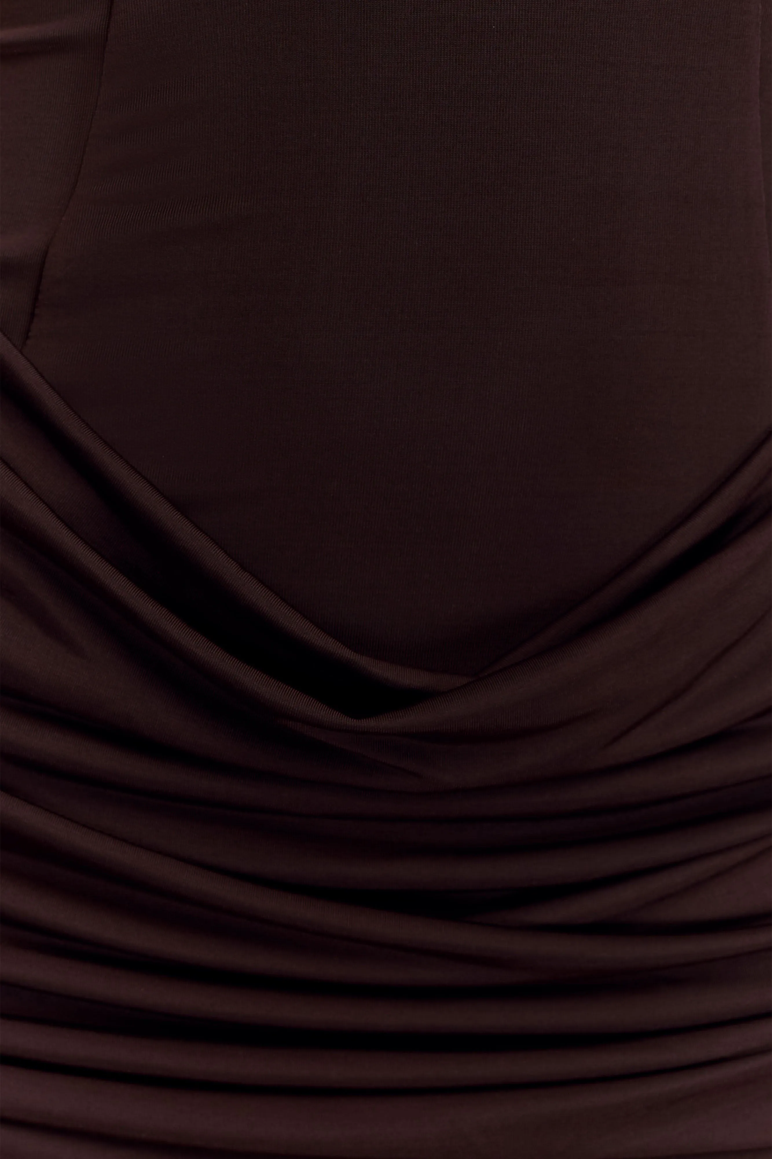 Versatile Look Mattea Slinky And Mesh Mini Dress With Scarf - Dark Chocolate