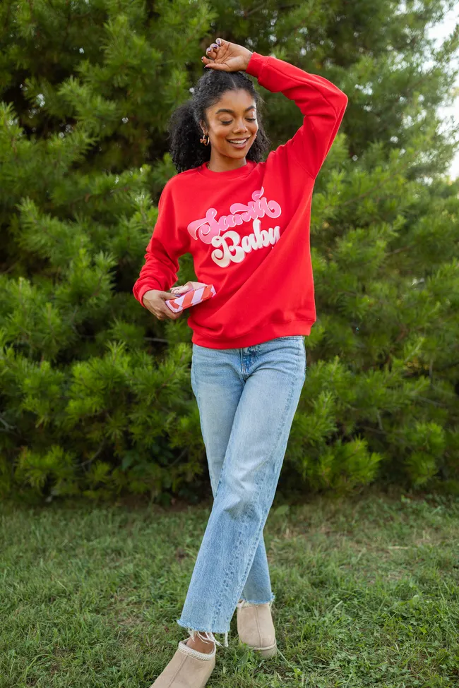 Travel Friendly Santa Baby Red Graphic Sweatshirt