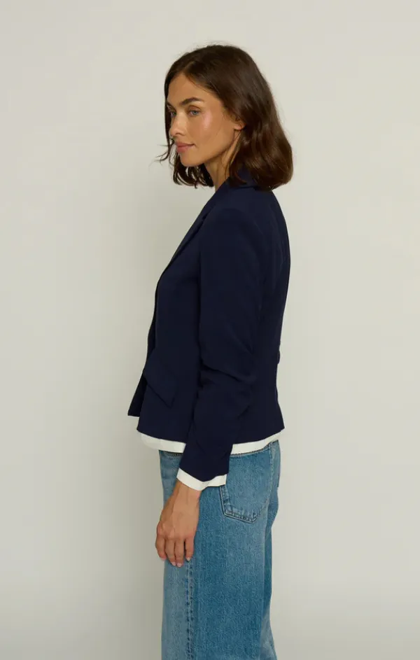 Scrunched Sleeve Blazer With Shirting Comfort Fit Recycled Fit