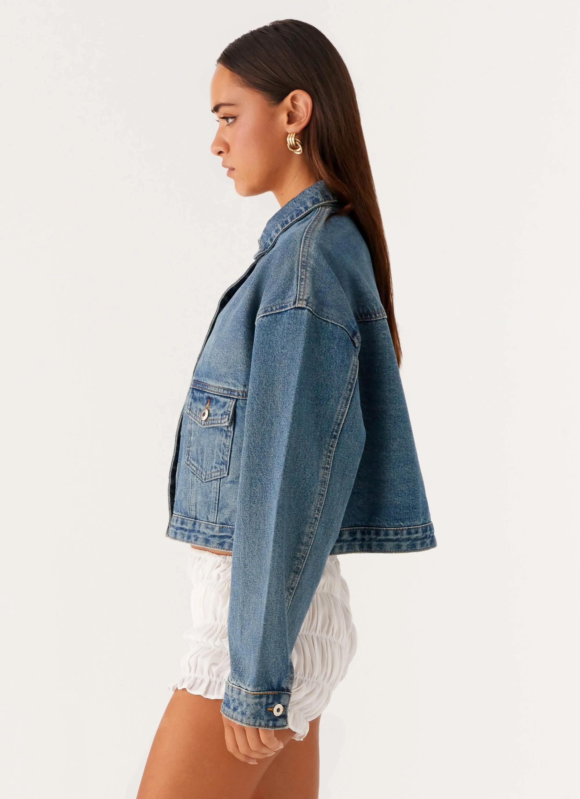 Daily Commute Kristy Oversized Denim Jacket - Blue