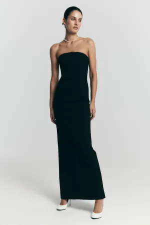 Kalila Strapless Crepe Maxi Dress - Black Minimal Details Sleek Volume