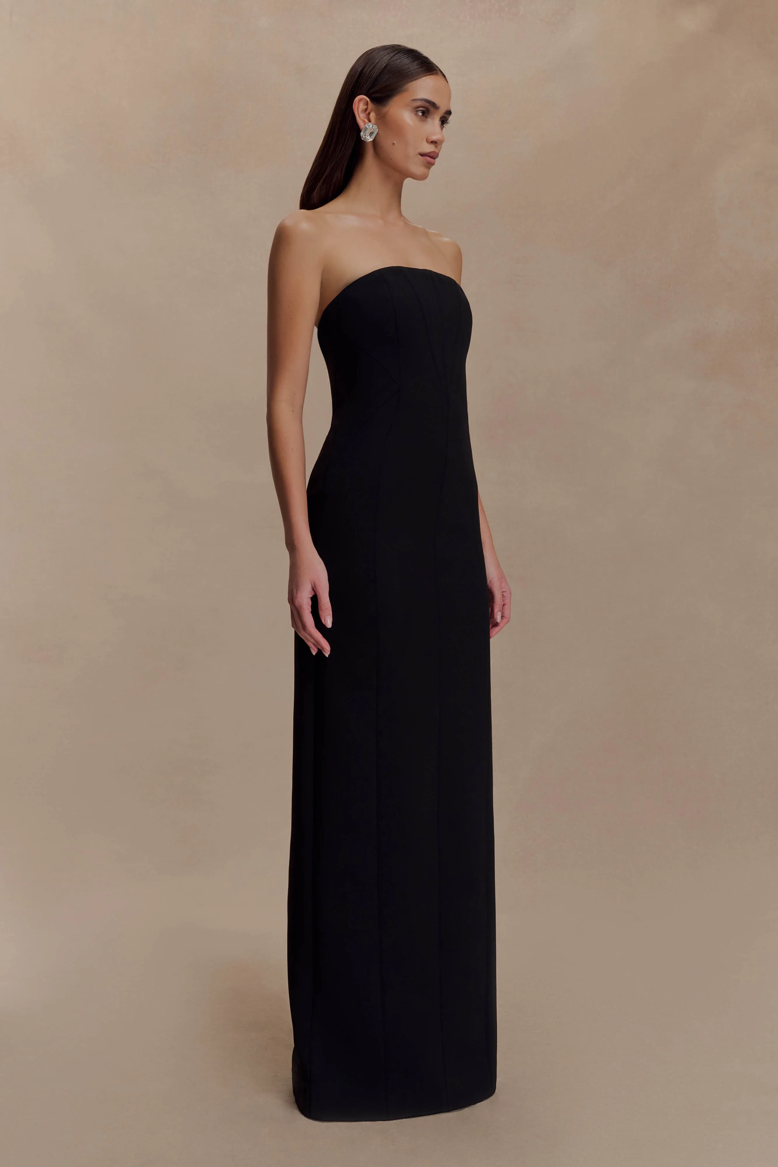 Kalila Strapless Crepe Maxi Dress - Black Bold Structure