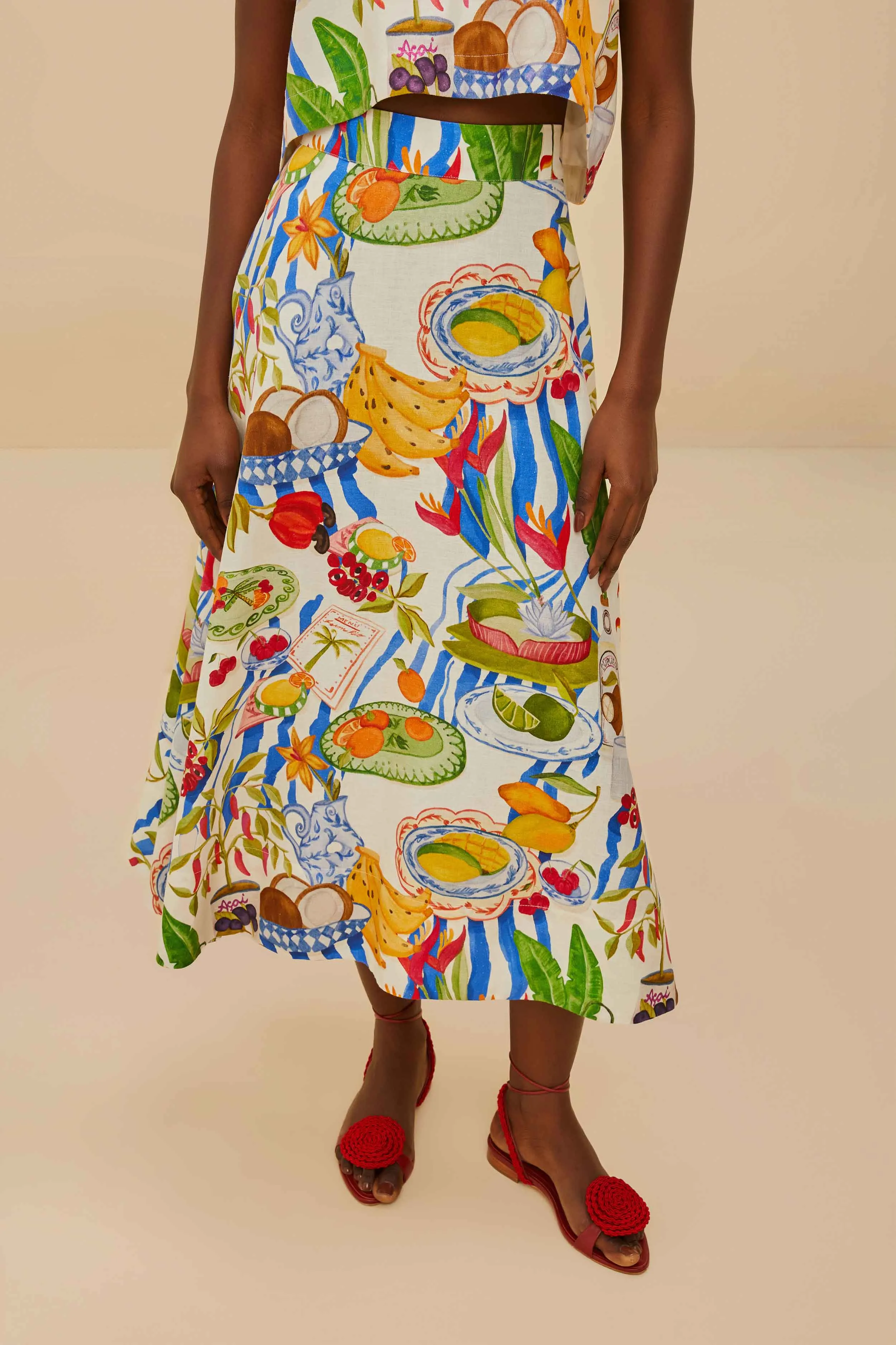 Off-White Fresh Table LENZING? ECOVERO? Euroflax? Midi Skirt Clean Cut Neat Look