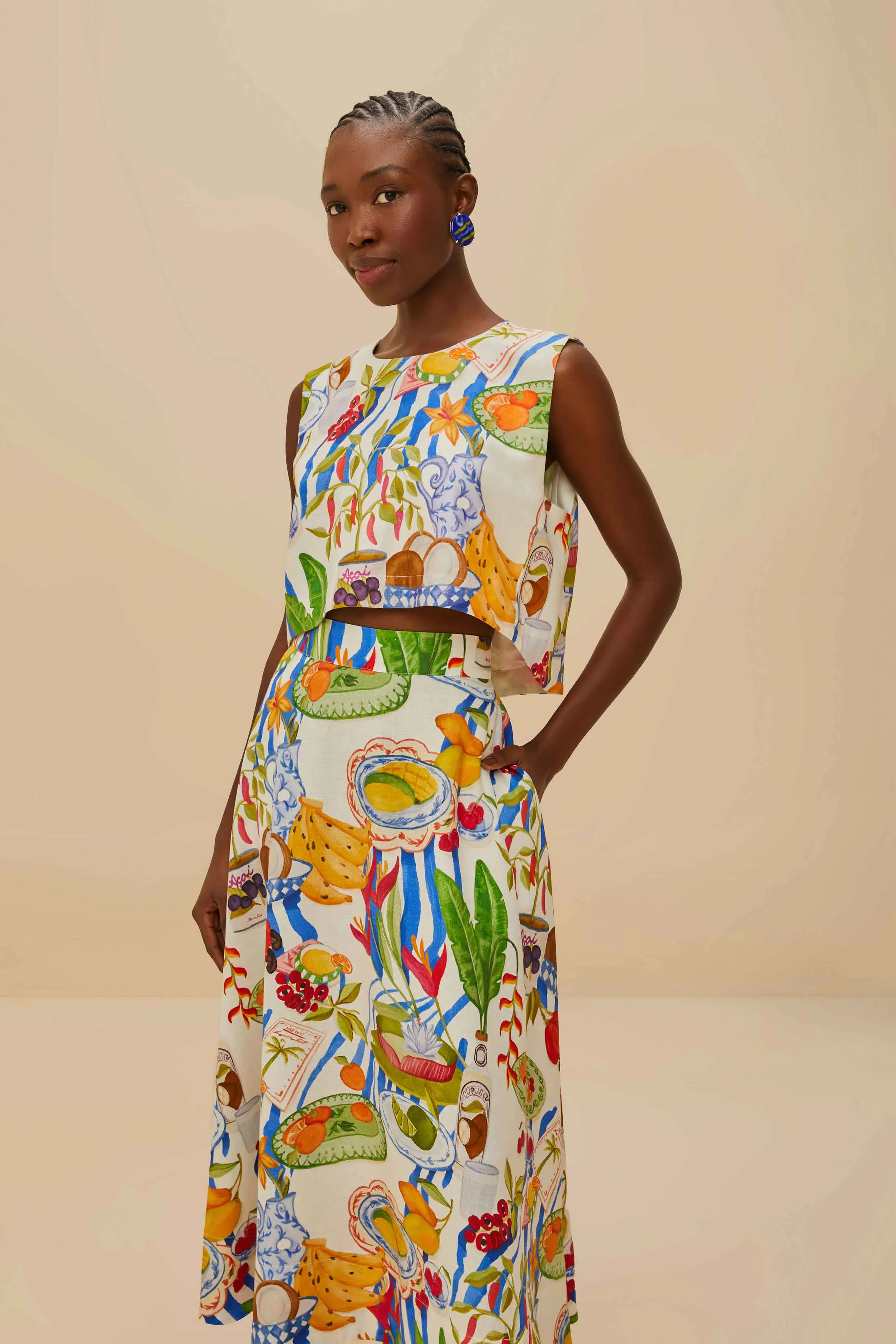 Off-White Fresh Table LENZING? ECOVERO? Euroflax? Midi Skirt Layered Look Bold Statement