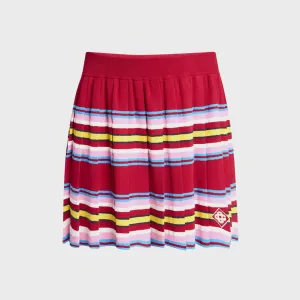 Casablanca Striped Polo Pleated Skort - Multi Dark Red Chill Feel Cashmere Touch