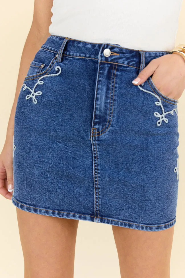 Treble Maker Embroidered Denim Skirt SALE Neat Look