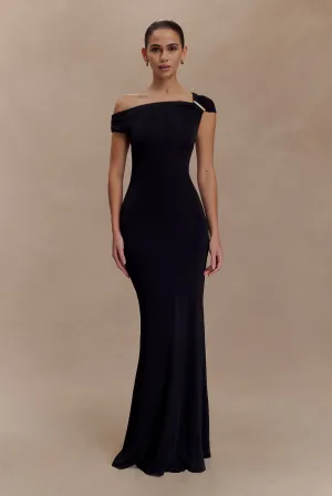 Flow Line Flowing Design Kinsley Slinky Maxi Dress With Hardware - Black