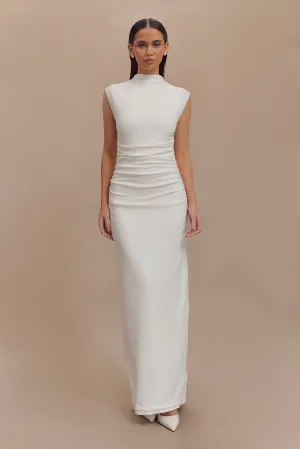 Elegant Finish Essential Layer Elliot High Neck Sleeveless Maxi Dress - White