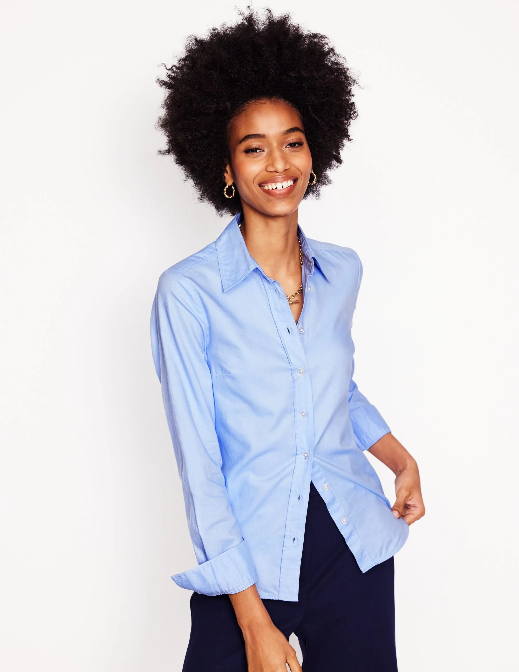 Sienna Cotton Shirt-Blue Oxford Weekend Smart Timeless Fit