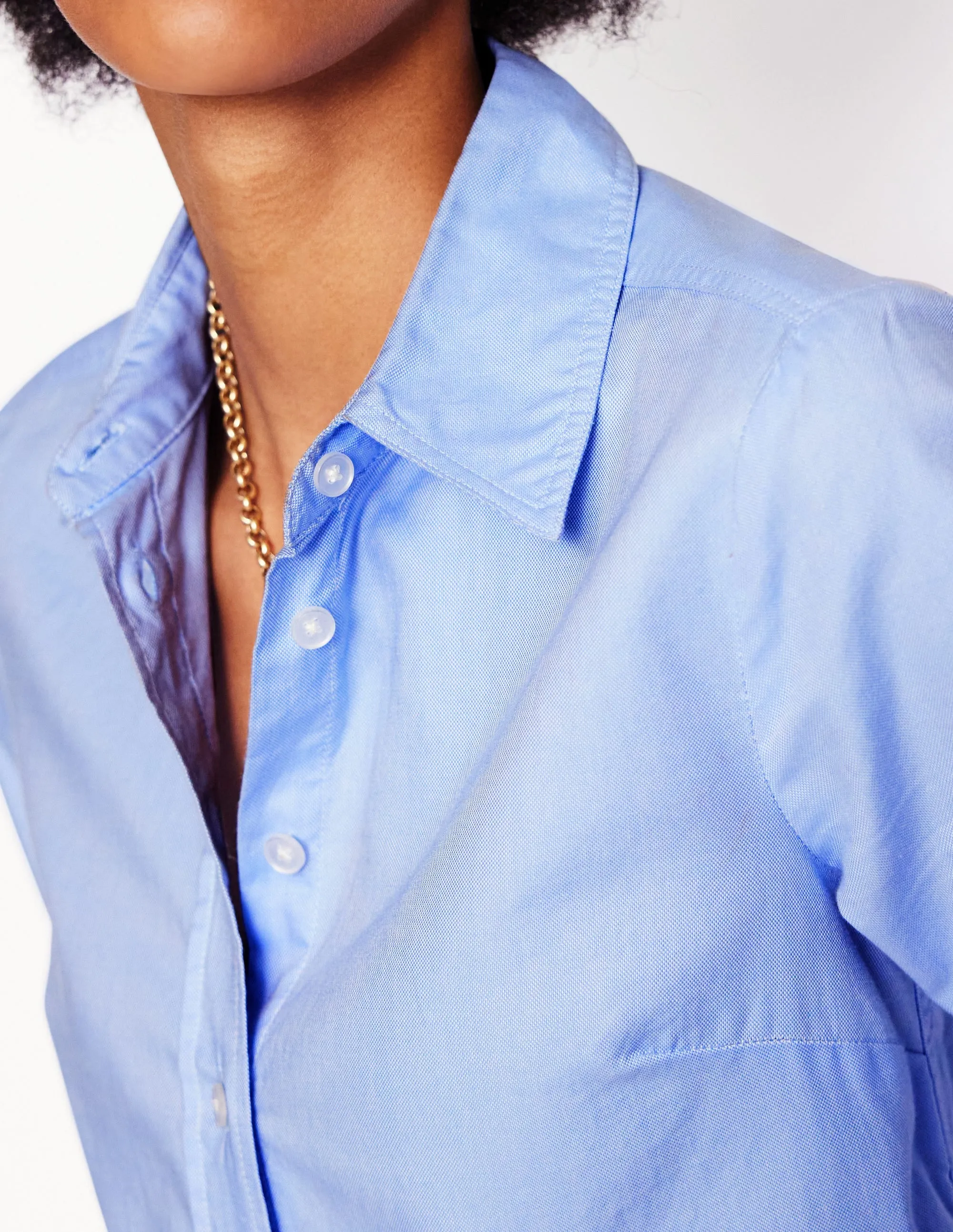 Minimal Style Trend Sienna Cotton Shirt-Blue Oxford