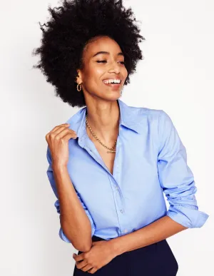 Elegant and Relaxed Sienna Cotton Shirt-Blue Oxford