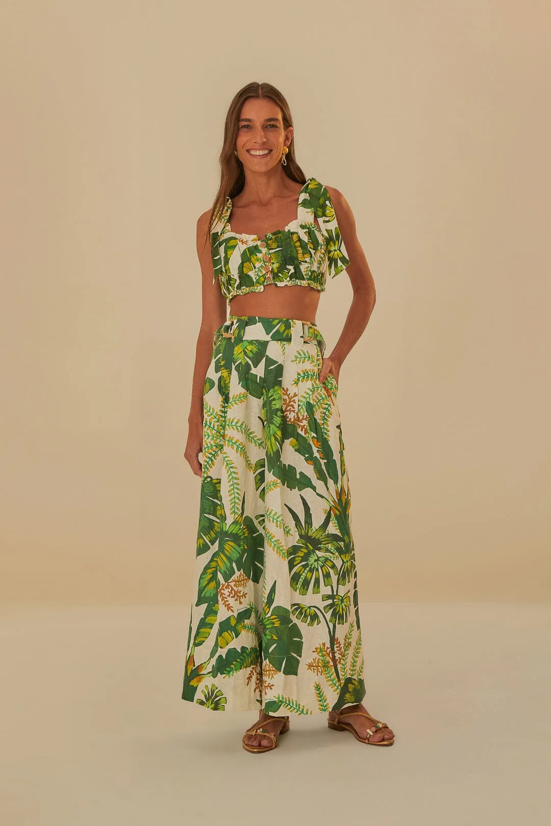 Tropical Forest Off-White Pants Corduroy texture Comfort Base