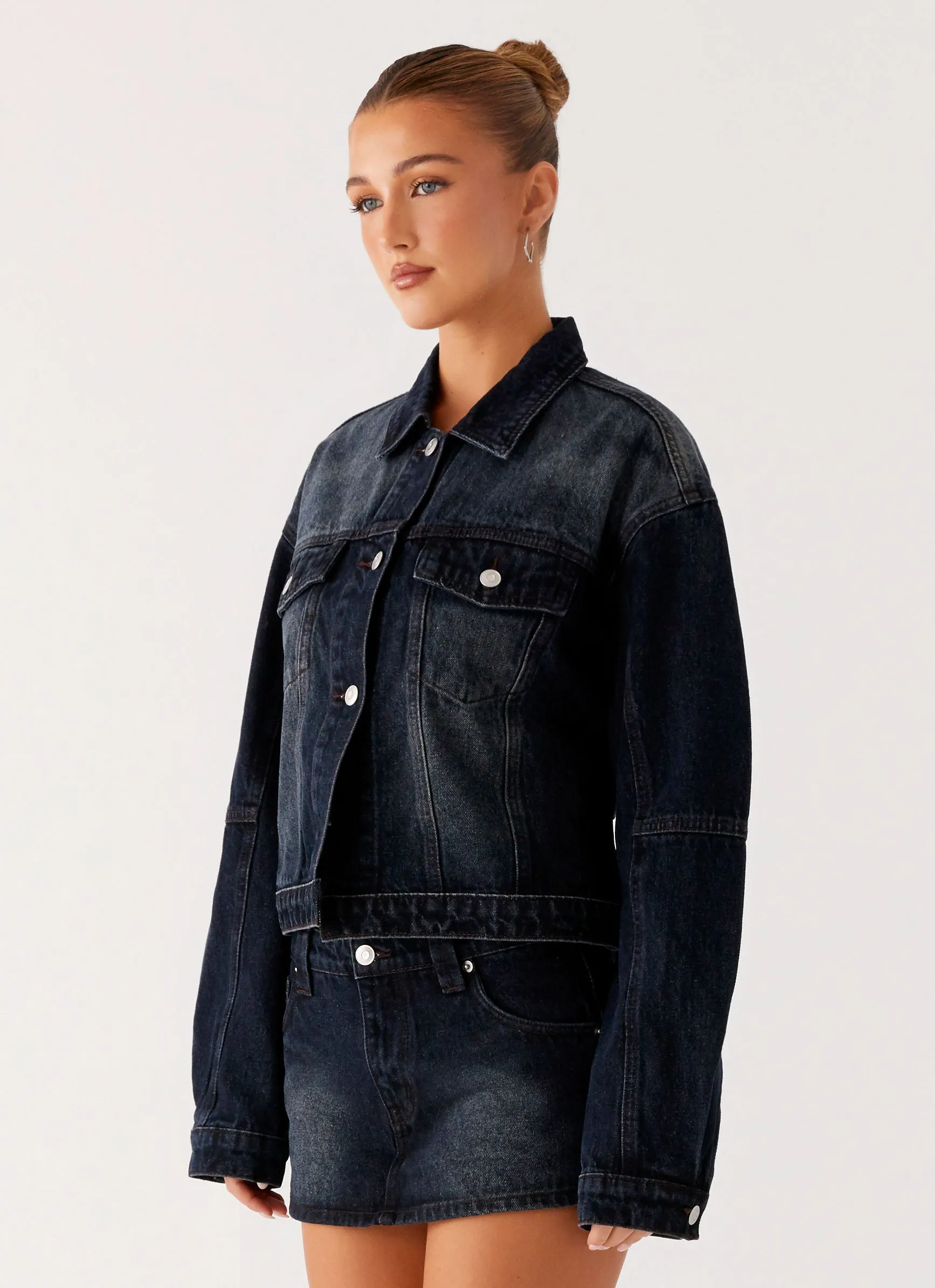 Multi Pocket Tropics Denim Jacket - Washed Dark Blue