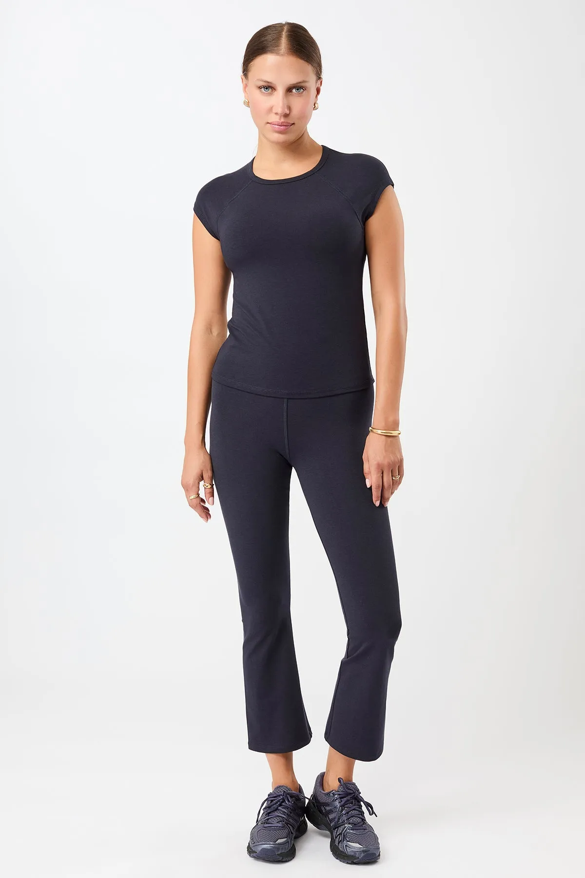 Unisex Style Daily Routine Non see through Cropped Flared Pants - Night Sky