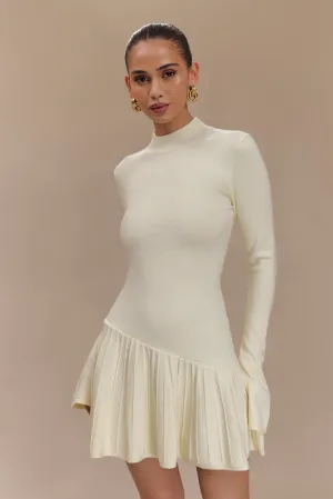 Fair-Trade Cool Fabric Blair Knit Mini Dress With Pleats - Ivory