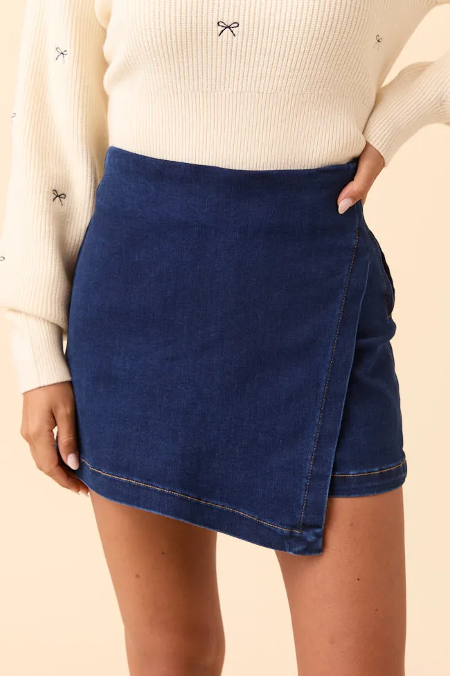 Material Innovation Laidback Mood My Favorite Dark Wash Denim Skort