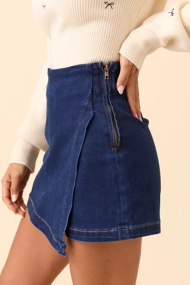 My Favorite Dark Wash Denim Skort Flexible Comfort