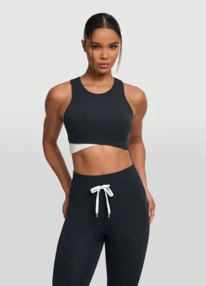 Two-Tone Crop Top Quick Dry Fabric Compression Fit