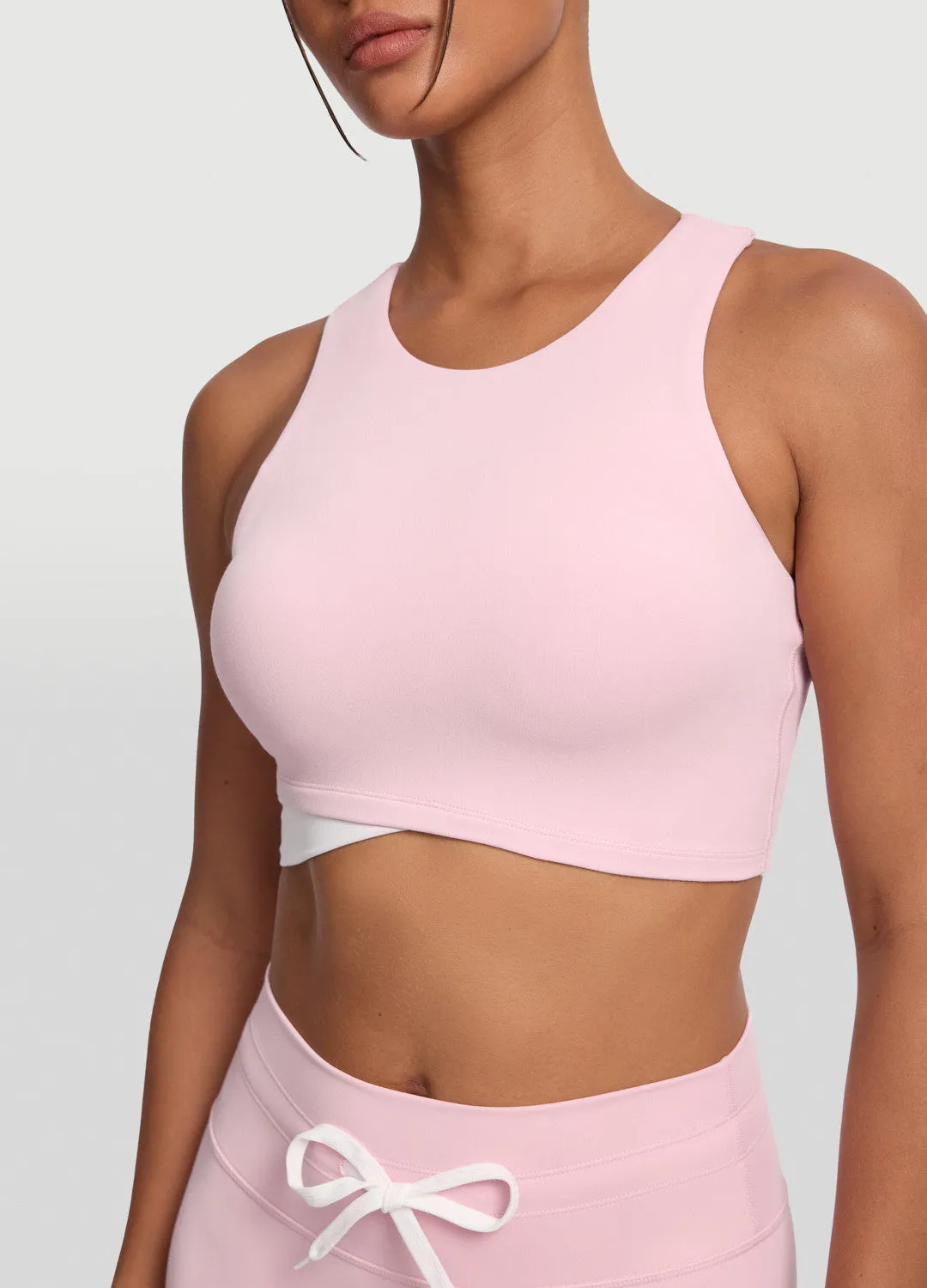 manual control V Neckline Options Two-Tone Crop Top