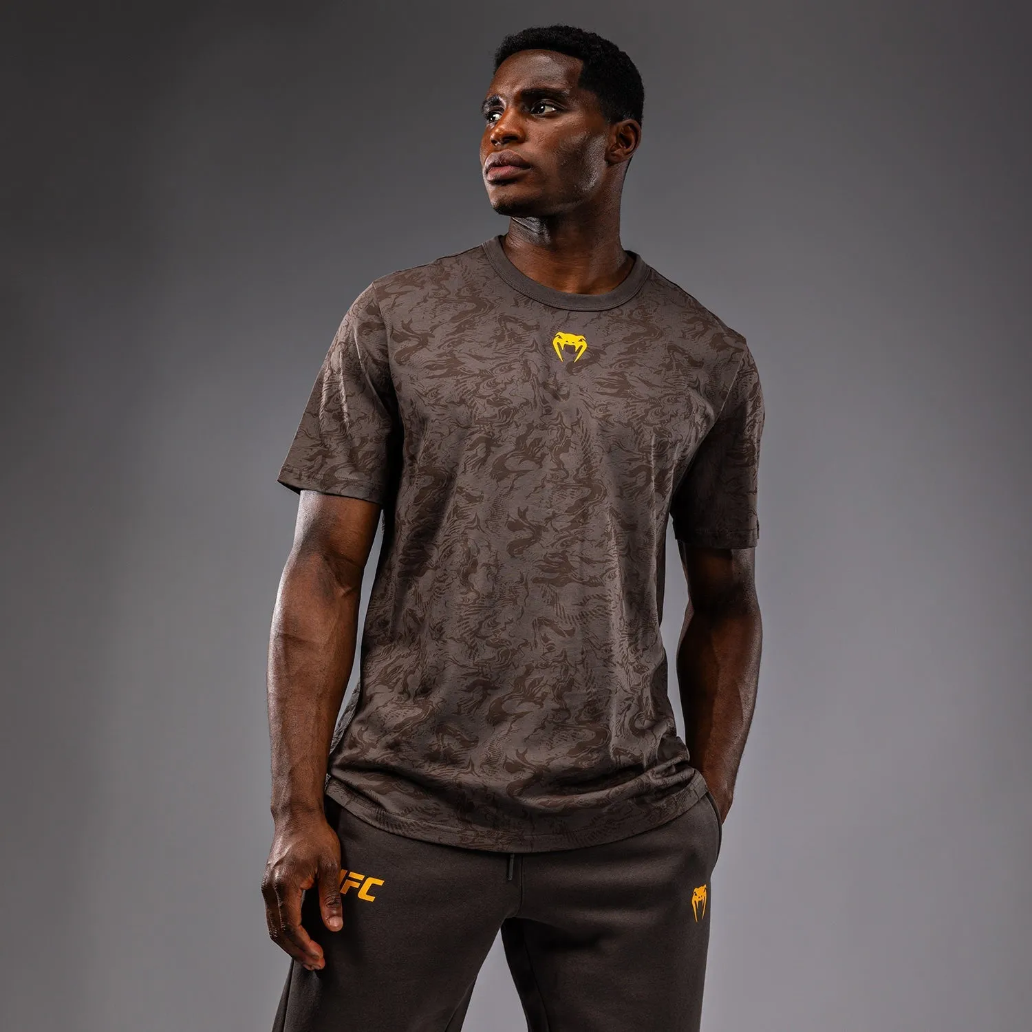 UFC Fusion by Venum Fight Week Men??s Short Sleeve T-Shirt - Earthen Brown No-Fuss Design