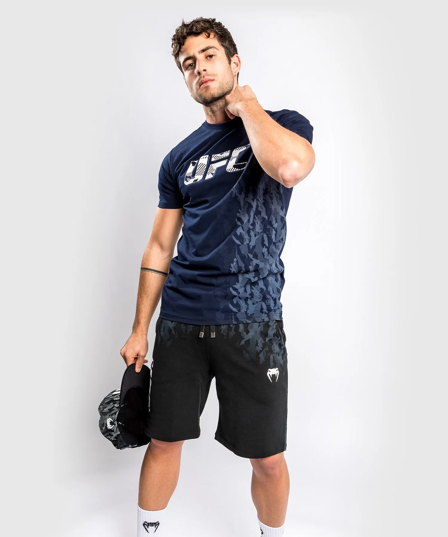 UFC Venum Authentic Fight Week Men's Short Sleeve T-shirt - Navy Blue Layering Piece Complementary Colors