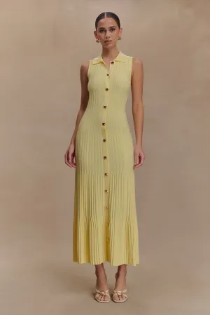Interchangeable-Detail Margie Sleeveless Knit Midi Dress - Lemon